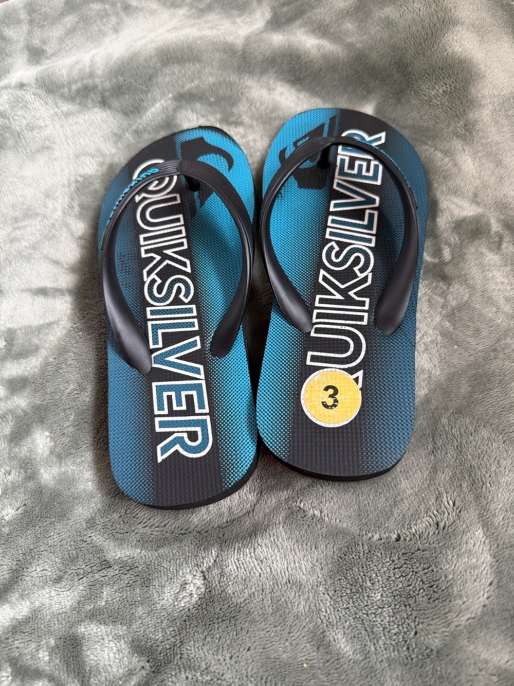 Quiksilver  Blue and Black Logo Flip Flops